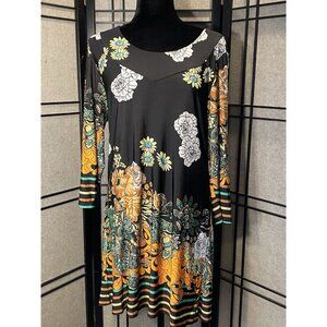 Adore Womens Size XL Multi Color Stretch Swing Dress 3/4 Sleeves Style A129